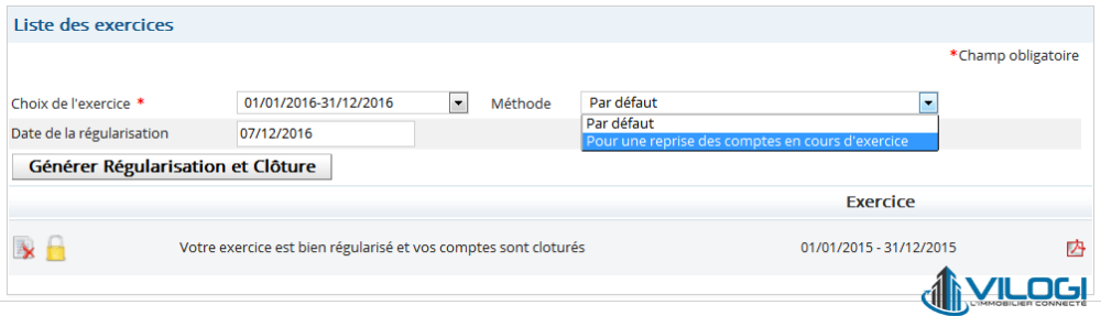 Liste des ventes dans une coproriété
