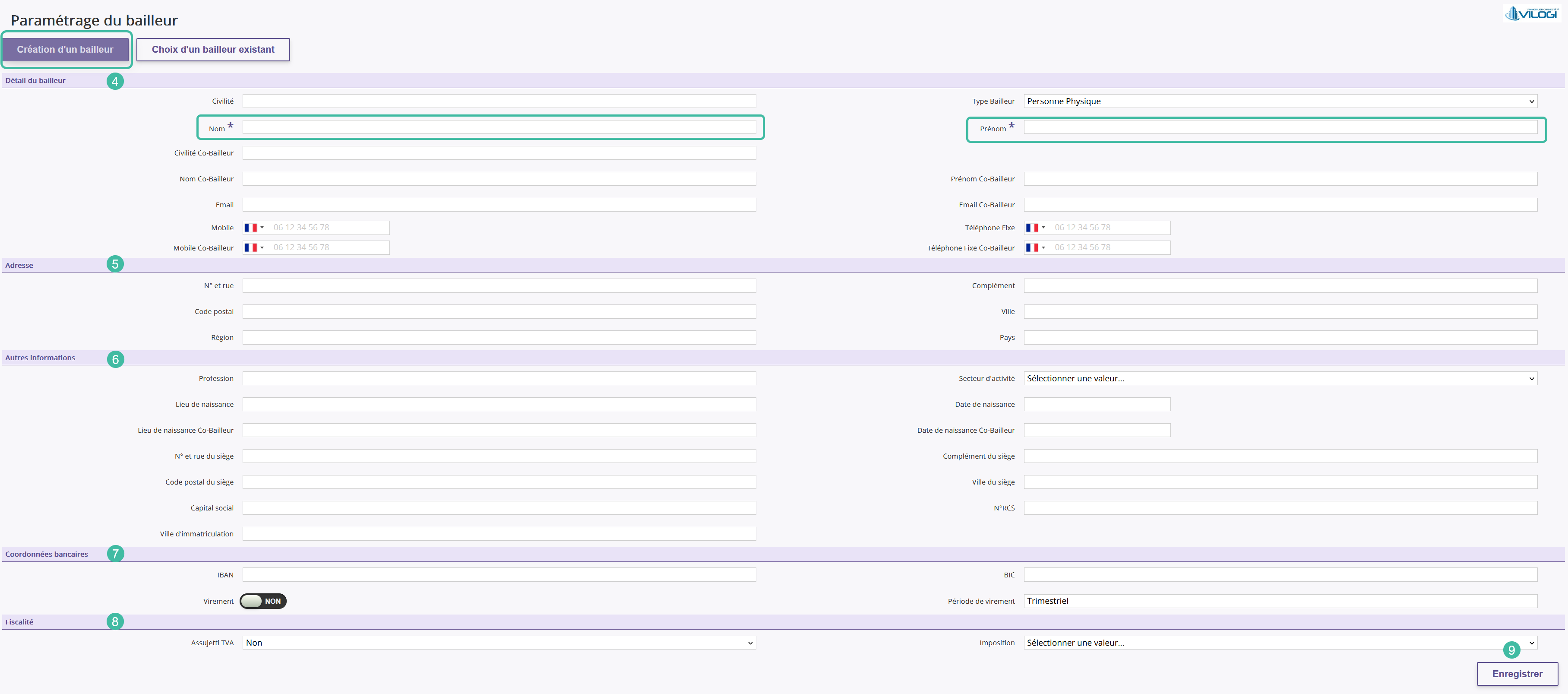Etape n°3 - Option de création d’un bailleur lors de la mise en location Tutoriel logiciel immobilier pour syndics et administrateurs de biens