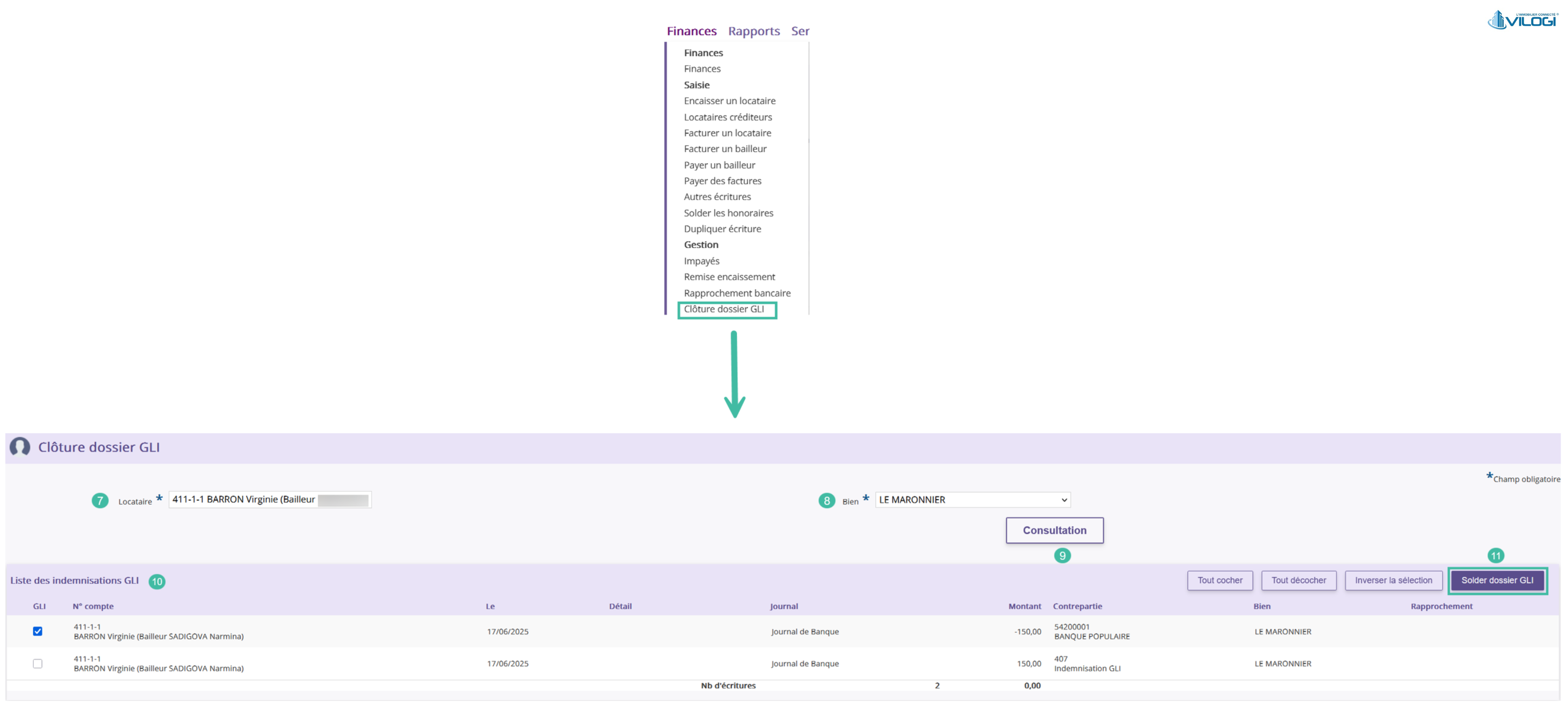 Clôture d’un dossier GLI Tutoriel logiciel immobilier pour syndics et administrateurs de biens
