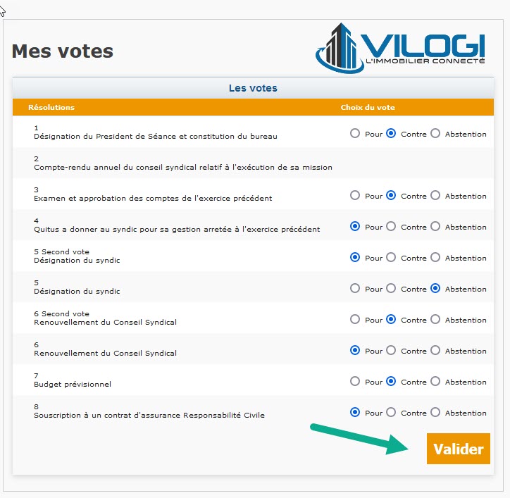 Comment valider les votes par correspondence sur extranet VILOGI