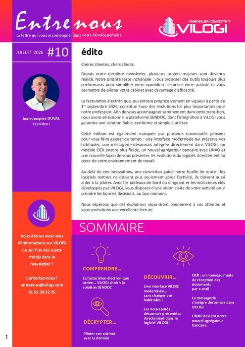 Newsletter VILOGI JUILLET 2026