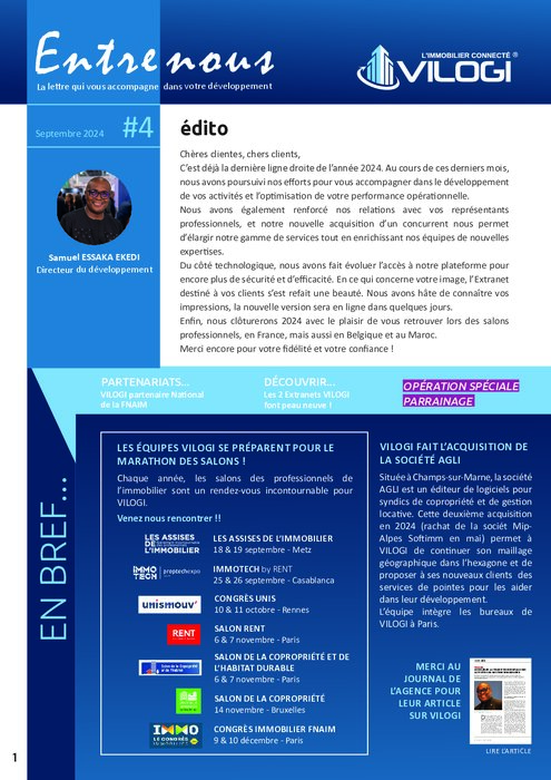 Newsletter VILOGI SEPTEMBRE 2024